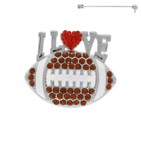 I LOVE FOOTBALL RHINESTONE CLUSTER BROOCH PIN