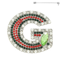 FASHION MULTICOLORED RHINESTONE PAVE G BROOCH PIN