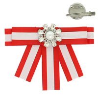 JEWELED STRIPED RIBBON HAIR CLIP / BROOCH PIN