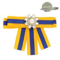 JEWELED STRIPED RIBBON HAIR CLIP / BROOCH PIN