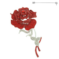 CRYSTAL PAVE ROSE BROOCH PIN