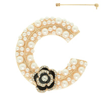 FLORAL PEARL LETTER C BROOCH PIN