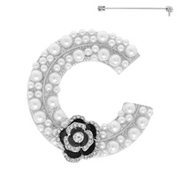 FLORAL PEARL LETTER C BROOCH PIN