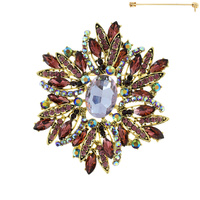 LRG CRYSTAL FLOWER PIN