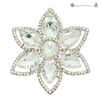 VINTAGE FLORAL CRYSTAL GEMSTONE BROOCH PIN