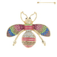 RHINESTONE PAVE ENAMEL BUMBLEBEE BROOCH PIN