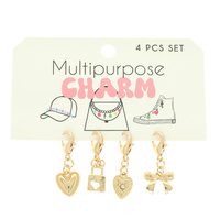 4PC HEART THEME CHARM SET