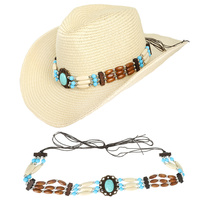 WESTERN TURQUOISE CONCHO ROW BEADED HAT BAND