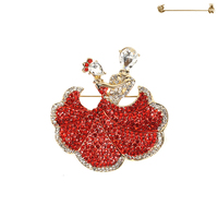 Stone Encrusted Waltz Dancing Couple Brooch Pin Pcq518Grd