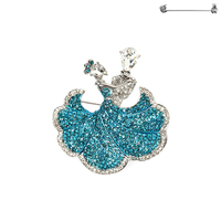 Stone Encrusted Waltz Dancing Couple Brooch Pin Pcq518Rbz