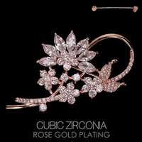 MULTI FLORAL CZ RG GOLD PLATED PIN