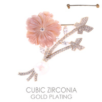 FLOWER CUBIC ZIRCON PIN BROOCH