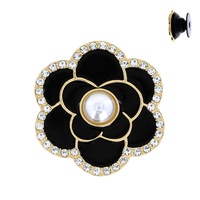 PEARL ENAMEL COATED CRYSTAL PAVE FLOWER SHAPED DUAL POP SOCKET PHONE GRIP AND STAND