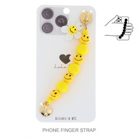 FLORAL SMILEY FACE CHARM BEADED PHONE STRAP