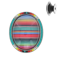 WESTERN SERAPE STRIPE OVAL WITH SERAPE SEED BEAD EDGE  PHONE GRIP PHONE HOLDER