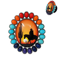 WESTERN  STEER HEAD OVAL PHONE GRIP PHONE HOLDER WITH SEMI STONE MARCASITE EDGE