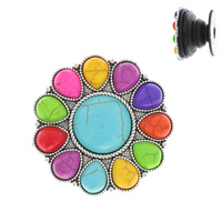 WESTERN MULTICOLOR STONE SQUASH BLOSSOM DUAL POP SOCKET PHONE GRIP AND STAND