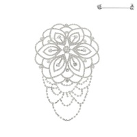 FLORAL BRIDAL CRYSTAL RHINESTONE PAVE DANGLE BROOCH PIN