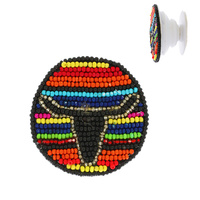 STEER - SERAPE BEADED WESTERN SEED BEAD HANDMADE DUAL POP SOCKET PHONE GRIP AND STAND