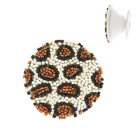 LEOPARD PRINT BEADED WESTERN SEED BEAD HANDMADE DUAL POP SOCKET PHONE GRIP AND STAND