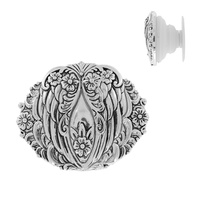 WINGS-FLORAL VINTAGE SCROLL DESIGN SPOON LOOK DUAL POP SOCKET PHONE GRIP AND STAND IN OXIDIZED SILVER TONE METAL