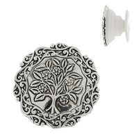 TREE OF LIFE -FLORAL VINTAGE SCROLL DESIGN SPOON LOOK DUAL POP SOCKET PHONE GRIP AND STAND IN OXIDIZED SILVER TONE METAL