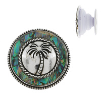 PALM TREE- ABALONE SHELL DUAL POP SOCKET PHONE GRIP AND STAND