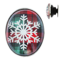 PLAID PRINT SNOWFLAKE CHRISTMAS POP SOCKET PHONE GRIP AND STAND