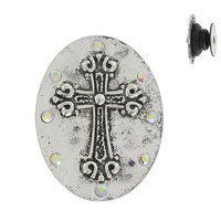 CROSS-WESTERN THEMED JEWELED OVAL POP SOCKET PHONE GRIP AND STAND