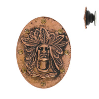 NATIVE AMERICAN CHIEF -WESTERN THEMED JEWELED OVAL POP SOCKET PHONE GRIP AND STAND