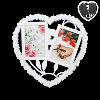 HEART SHAPE PHOTO FRAME 2-4X6 IN WHITE