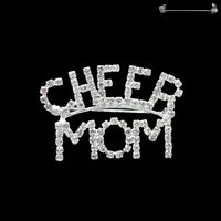 Rhinestone Text Cheer Mom Brooch Pin Plm997S