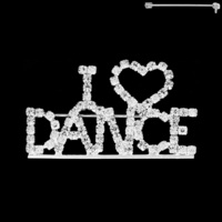 Rhinestone Text I Heart Dance Brooch Pin Plm999S