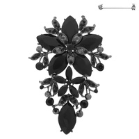 CRYSTAL RHINESTONE FLORAL BROOCH PIN