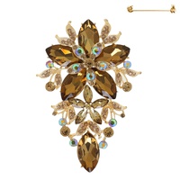 CRYSTAL RHINESTONE FLORAL BROOCH PIN