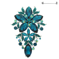 CRYSTAL RHINESTONE FLORAL BROOCH PIN
