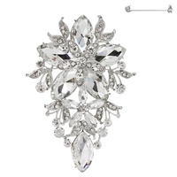 CRYSTAL RHINESTONE FLORAL BROOCH PIN