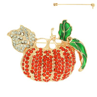 HALLOWEEN PUMPKIN CRYSTAL BROOCH PIN