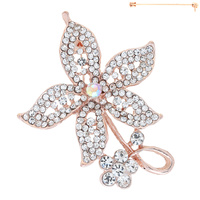 CRYSTAL RHINESTONE FLORAL BOUQUET BROOCH PIN