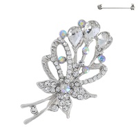 CRYSTAL FLORAL BOUQUET BROOCH PIN