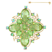 CRYSTAL FLOWER BROOCH PIN