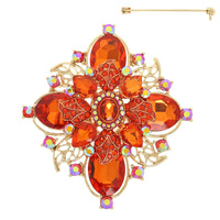 CRYSTAL FLOWER BROOCH PIN