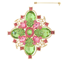 CRYSTAL FLOWER BROOCH PIN