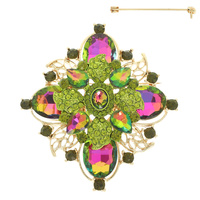 CRYSTAL FLOWER BROOCH