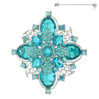 CRYSTAL FLOWER BROOCH PIN
