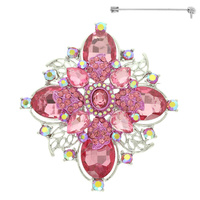 CRYSTAL FLOWER BROOCH