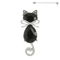 CRYSTAL CAT BROOCH PIN