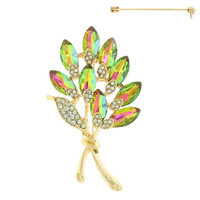 FLORAL CRYSTAL BROOCH PIN