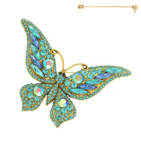 MULTICOLOR CRYSTAL BUTTERFLY BROOCH PIN