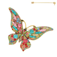 MULTICOLOR CRYSTAL BUTTERFLY BROOCH PIN